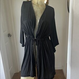 Savannah Miller Black Textured Kimono CoverUp